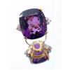 Image 4 : Cushion Cut  Amethyst Ring with Gold and Diamond Setting