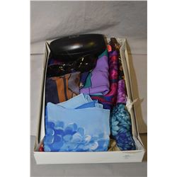 Fifteen silk scarves and a pair of Dolce & Gabbana sunglasses with case