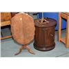 Image 1 : Mid 20th century matched grain tilt top wine table and a Canadian made round mahogany single door dr