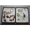 Image 1 : Two tray lots of earrings including sterling silver, stone etc. plus a sterling and marcasite ring s