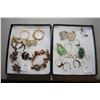 Image 1 : Two tray lots of earrings including sterling silver, stone etc. plus a sterling and marcasite ring s