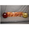 Image 1 : Sheet of hand-worked art glass in red and gold, 22" X 6" and a pair of purportedly Victorian "Witche