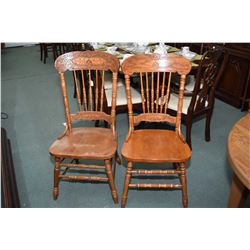 Six  pressed back chairs with turned spindles