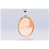 Image 1 : Ladies 10kt yellow gold carved cameo brooch/pendant and an 10kt yellow gold 18" neck chain