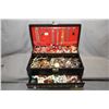 Image 1 : Jewellery box filled with vintage and collectible costume jewellery including bracelets, neck chains