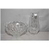 Image 1 : Two pieces of quality crystal including a 10" high cut crystal vase and a bowl