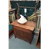 Image 1 : Antique Canadiana harp back washstand and a McCoy Pottery USA basin and water pitcher