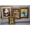 Image 1 : Four original framed paintings including two oil on board still-lifes both signed by artist Carusse 