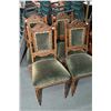 Image 1 : Set of four antique dining chairs with upholstered seat and back pad and Nouveau influenced carved b