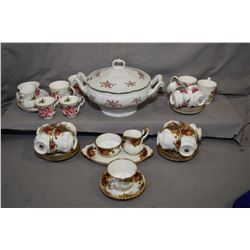 Selection of Royal Albert china including nine Old Country Roses teacups and saucers plus cream and