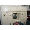 Image 2 : Painted French style fitted wardrobe unit including double wardrobes, top storage surrounding a mirr