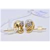 Image 2 : Ladies 18kt yellow gold and pearl earrings with brilliant cut diamond accents