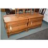 Image 1 : Pair of matching oak three drawer curved front night table