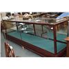 Image 1 : Huge 10' long antique oak retail display counter with cast claw feet