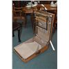 Image 1 : Vintage travel case with hanging wardrobe section and divided base, original wooden hanger marked Mc