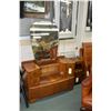 Image 1 : English walnut drop vanity with original lithographed sliding glazed door section plus a similar sty