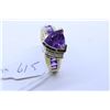 Image 1 : Ladies 14kt yellow gold, amethyst and diamond ring, set with 1.40ct brilliant cut amethyst and 0.64c