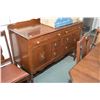 Image 2 : Depression era walnut dining room suite including table with jack knife leaf, six chairs including o