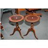 Image 1 : Pair of small matching Canadian made leather top wine tables made by Baetz