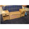 Image 1 : Pair of matching single drawer bed end tables and a pine hinge lidded toy box