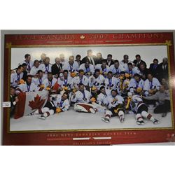 Dry mount plaque of Team Canada 2002 Champions men's hockey team, Salt Lake City 2002