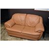 Image 1 : Carmel coloured leatherette loveseat