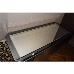 Large multi panel bevelled mirror, overall dimensions 75" X 34"