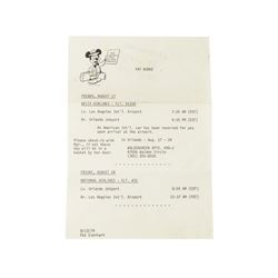 Imagineering Disney Travel Department Itinerary.