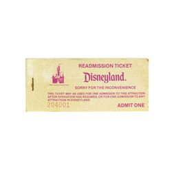 Complete Book of (100) Disneyland Readmission Tickets.