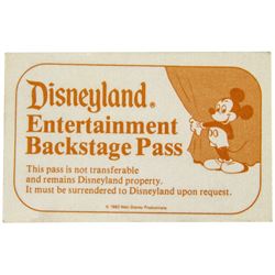 Disneyland Entertainment Backstage Pass.