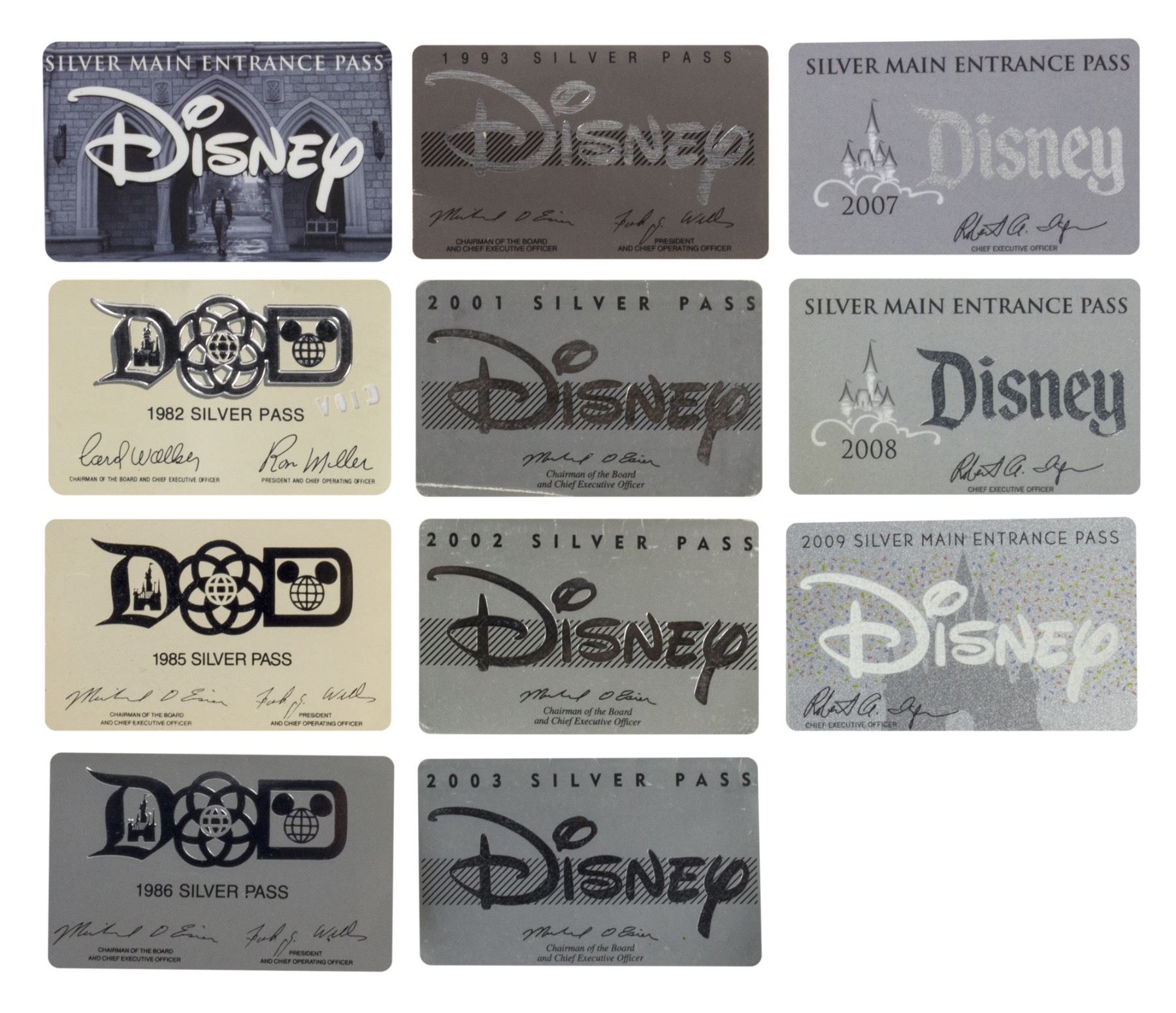 Collection Of 11 Disney Parks Silver Passes  collection-of-11-disney-parks-silver-passes