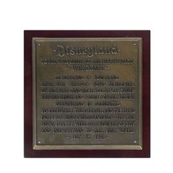 Disneyland Dedication Plaque Limited Edition Replica.