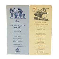 Pair of "Blue Bayou" Menu Cards.
