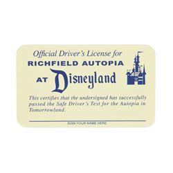 Richfield "Autopia" Unused Driver's License.