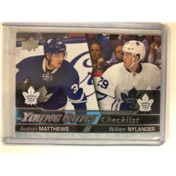 UPPER DECK YOUNG GUNS CHECKLIST MATTHEWS/ NYLANDER HOCKEY CARD