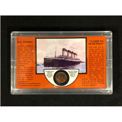 S.S. Titanic “A Ship to Remember” Commemorative Display With 5 Cent Coin