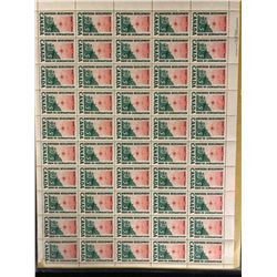 CANADIAN 5 CENT NORTHERN DEVELOPMENT POSTAGE STAMPS UNCUT SHEET