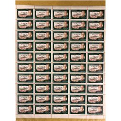 John McCrae 1872-1918 In Flanders Field Canada Five Cent Postage Stamps Uncut Sheet