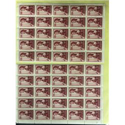 Canada Stamps #386 - Queen Elizabeth II (1959) 5¢ Uncut Sheet