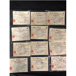 1916 THE C. BECK MANUFACTURING ORDER SLIPS W/ 2 CENT STAMPS LOT