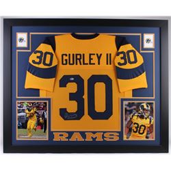 Todd Gurley Signed Rams 35x43 Custom Framed Jersey (Beckett COA)