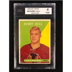 1958-59 TOPPS #66 BOBBY HULL ROOKIE CARD (4 VGE) KSA GRADED