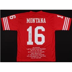 Joe Montana Signed 49ers Career Highlight Stat Jersey (JSA COA)