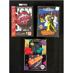 SEGA GENESIS VIDEO GAME LOT (NBA JAM/ DICK TRACY/ BLOCKOUT)