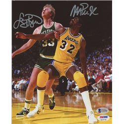 Larry Bird & Magic Johnson Signed 8x10 Photo (PSA COA & Beckett COA)