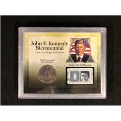 JOHN F. KENNEDY BICENTENNIAL COIN & STAMP COLLECTION (1976 HALF DOLLAR/ 1964 JFK MEMORIAL STAMP)