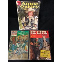 VINTAGE COMIC BOOK LOT (ANNIE OAKLEY/ THE WISHING WELL/ TEX RITTER)