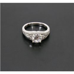 2) 18K WHITE GOLD DIAMOND & CUBIC ZIRCONIA RING