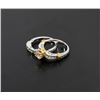 Image 2 : 3) 18K YELLOW & WHITE GOLD DIAMOND & CZ RING SET