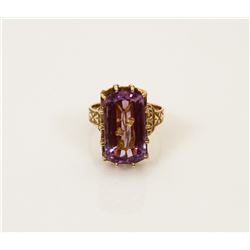 7) 14K ROSE GOLD DIAMOND & AMETHYST RING